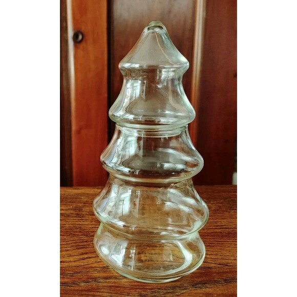 Vintage Glass Christmas Tree 2 Piece For Candy Ornaments etc - Picture 1 of 3